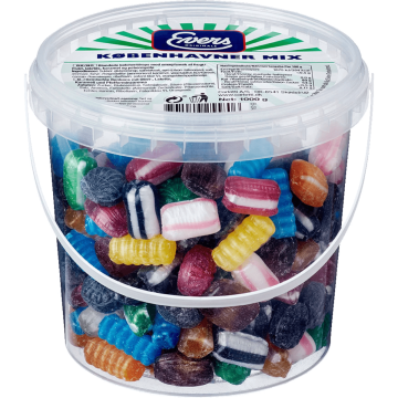 Evers Københavner Mix Display 1kg med danske bolsjer i frugt, karamel, lakrids og pebermynte