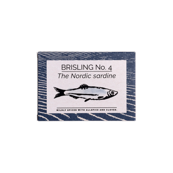 Tin of FANGST Brisling No. 4 brisling sardines in organic oil Tin of FANGST Brisling No. 4 brisling sardines in organic oil